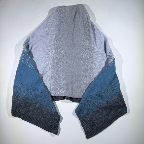 Claudia Nichole Merino Wool Cashmere Wrap Cardigan Poncho Blue Ombre One Size - Picture 4 of 5